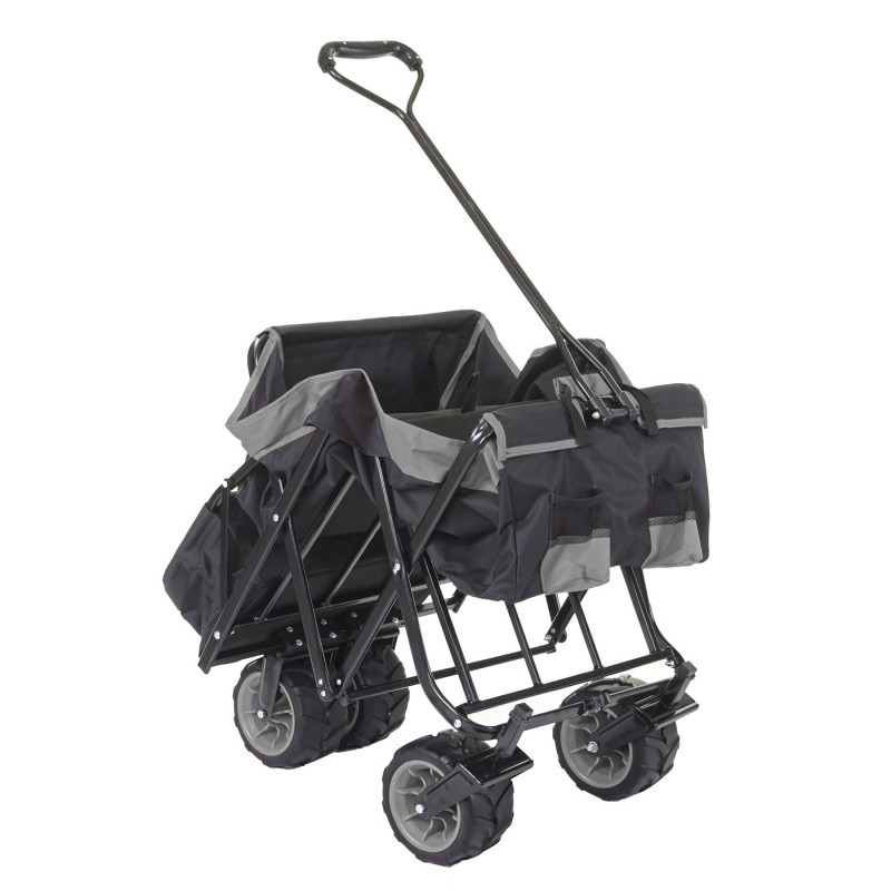 Chariot pliable charette à bras, pneus tout terrain - avec recouvrement et sac réfrigérant noir/gris