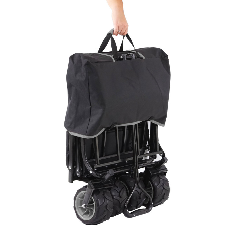 Chariot pliable charette à bras, pneus tout terrain - avec recouvrement et sac réfrigérant noir/gris