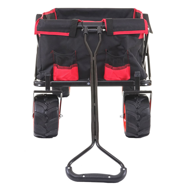 Chariot pliable charette à bras, pneus tout terrain - avec recouvrement et sac réfrigérant noir/rouge