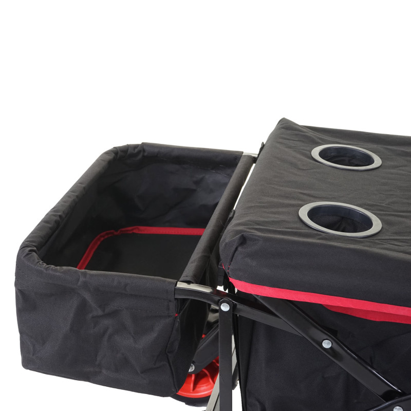 Chariot pliable charette à bras, pneus tout terrain - avec recouvrement et sac réfrigérant noir/rouge