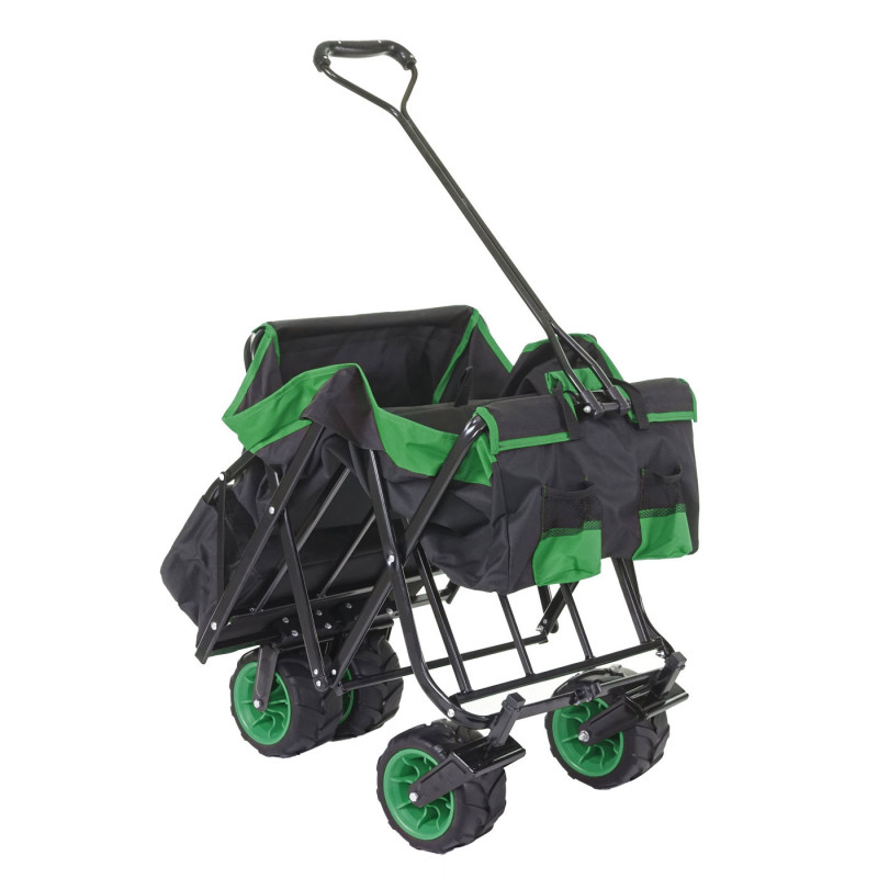 Chariot pliable charette à bras, pneus tout terrain - avec recouvrement et sac réfrigérant noir/vert