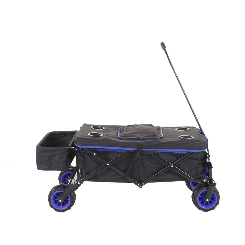 Chariot pliable charette à bras, pneus tout terrain - avec recouvrement et sac réfrigérant noir/bleu