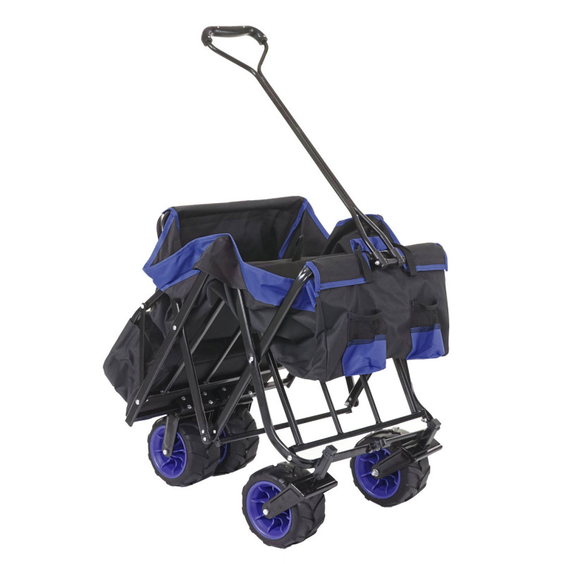 Chariot pliable charette à bras, pneus tout terrain - avec recouvrement et sac réfrigérant noir/bleu