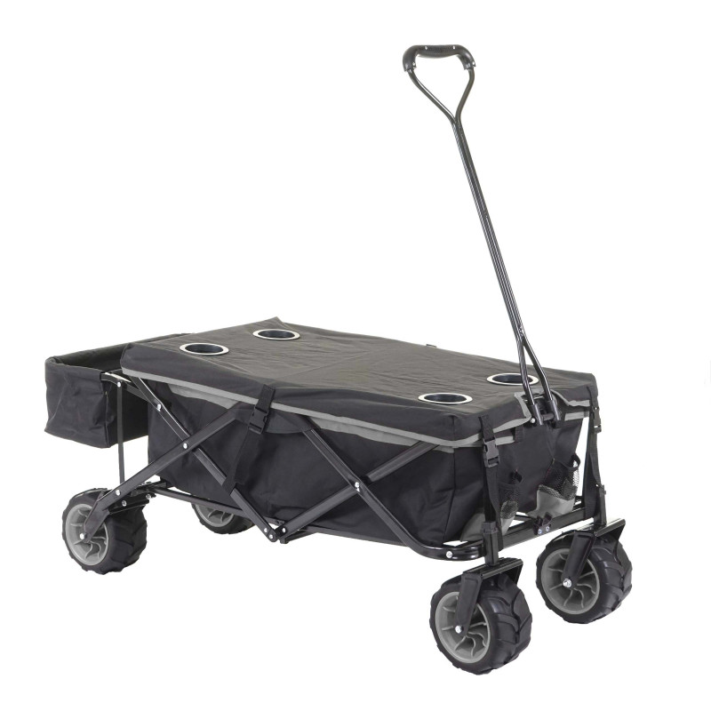 Chariot pliable charette à bras, pneus tout terrain - avec recouvrement noir/gris