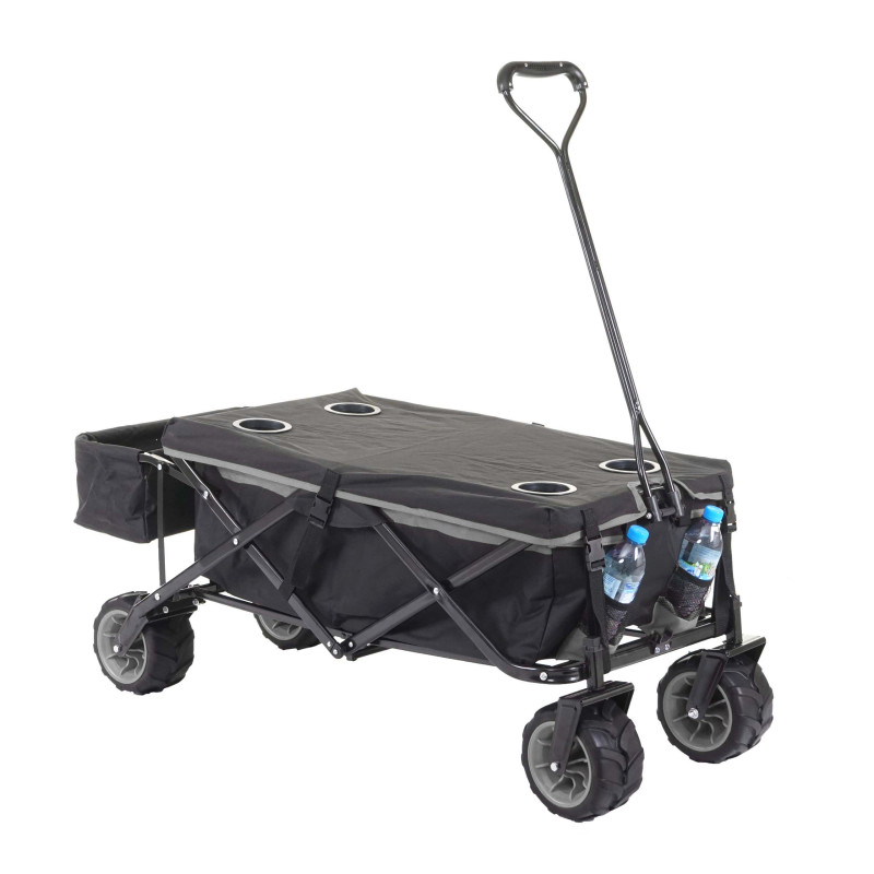 Chariot pliable charette à bras, pneus tout terrain - avec recouvrement noir/gris