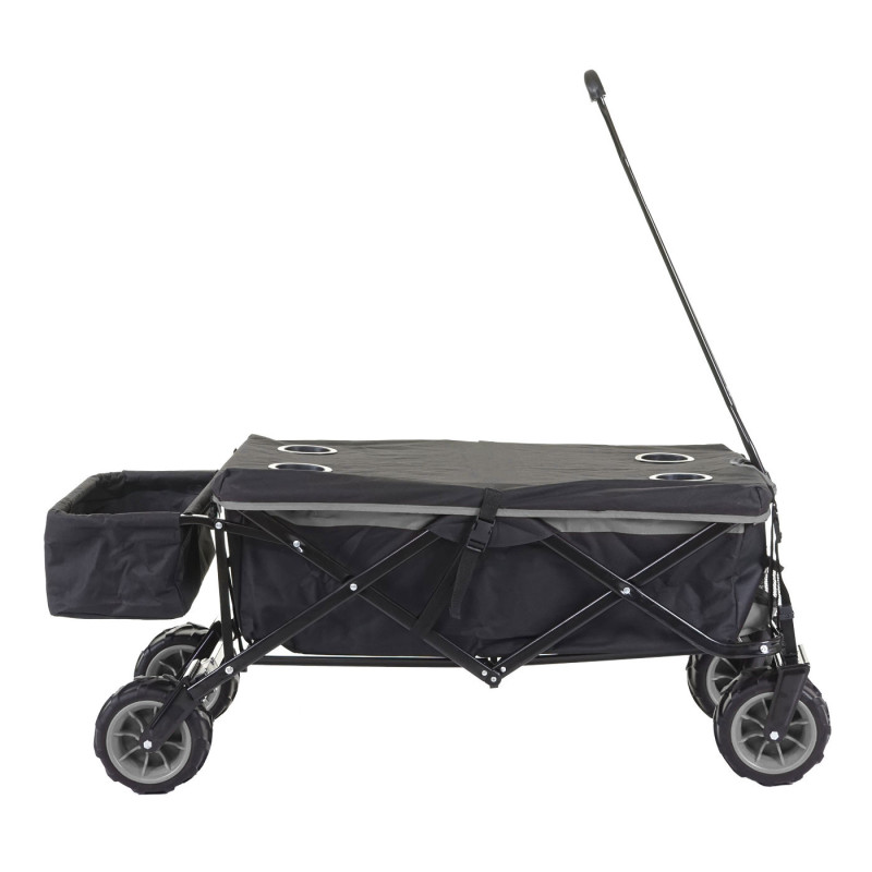 Chariot pliable charette à bras, pneus tout terrain - avec recouvrement noir/gris