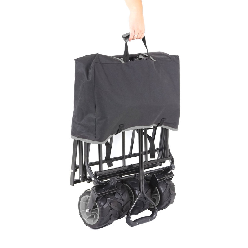 Chariot pliable charette à bras, pneus tout terrain - sans recouvrement noir/gris