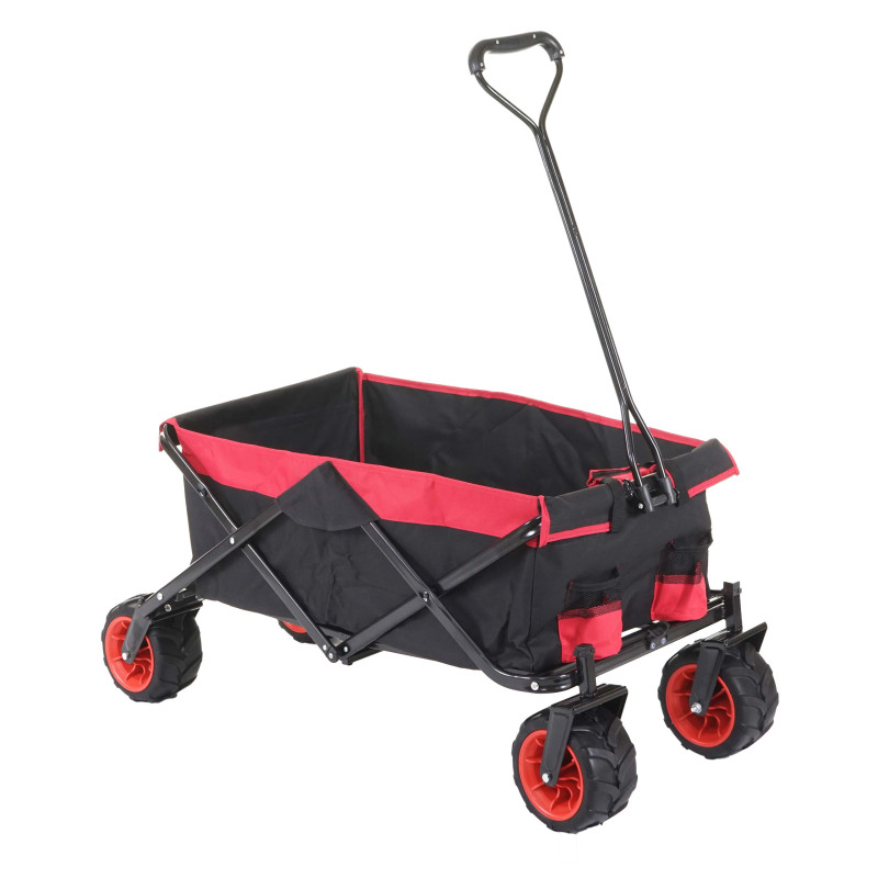 Chariot pliable charette à bras, pneus tout terrain - sans recouvrement noir/rouge