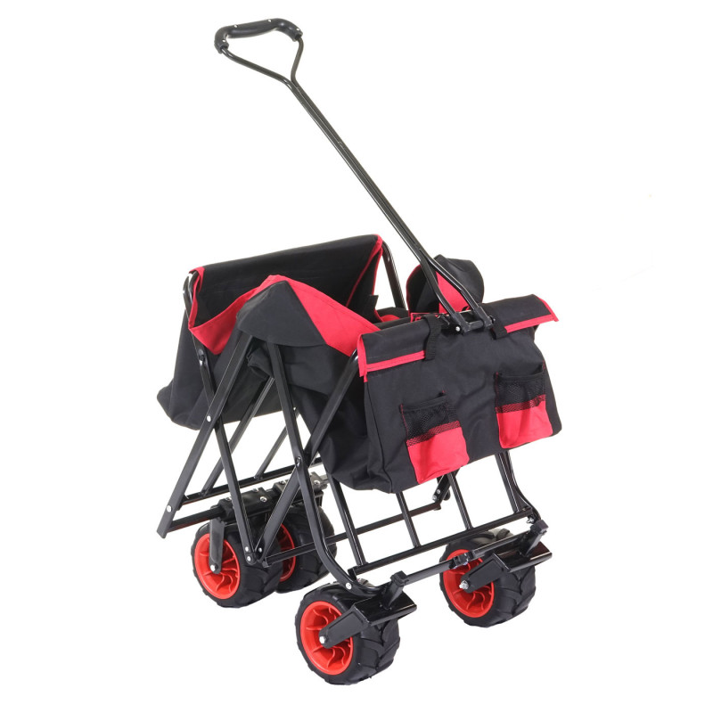 Chariot pliable charette à bras, pneus tout terrain - sans recouvrement noir/rouge