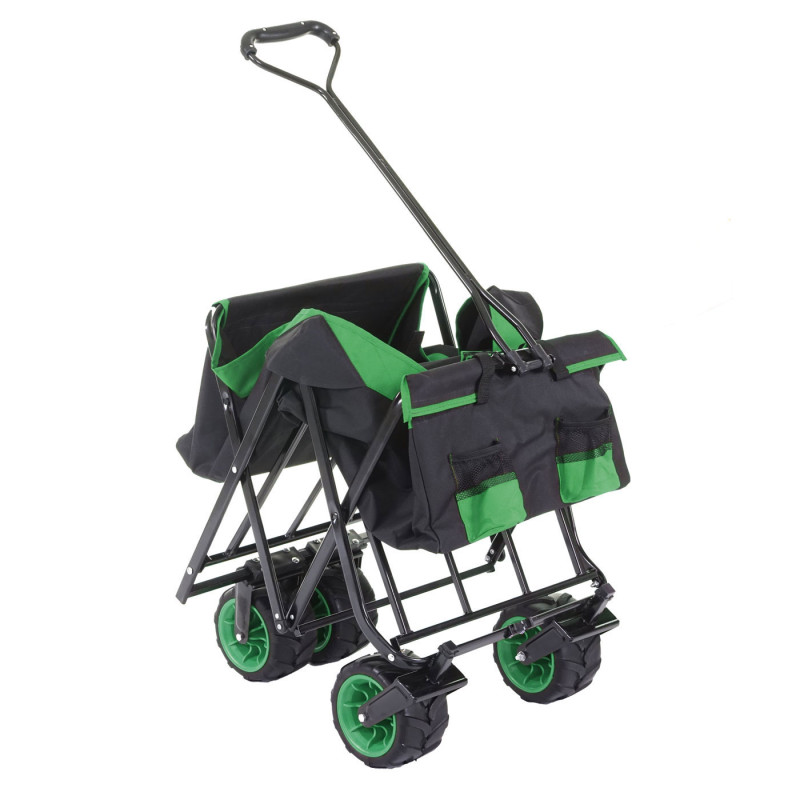 Chariot pliable charette à bras, pneus tout terrain - sans recouvrement noir/vert