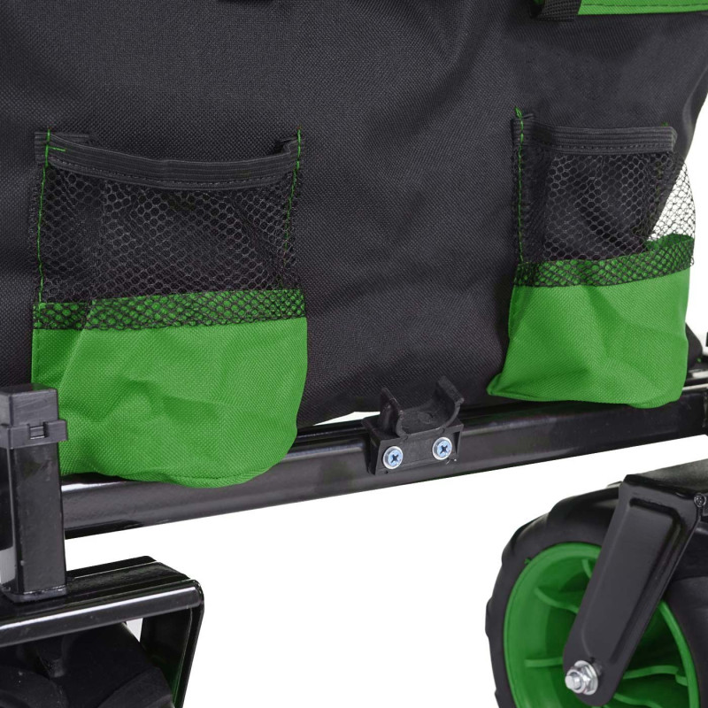 Chariot pliable charette à bras, pneus tout terrain - sans recouvrement noir/vert