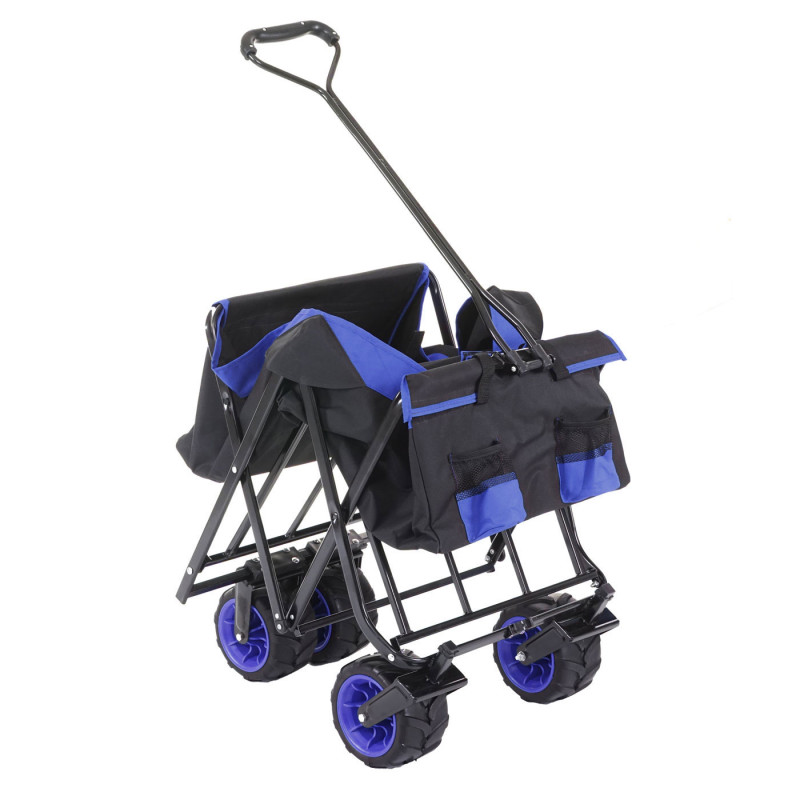 Chariot pliable charette à bras, pneus tout terrain - sans recouvrement noir/bleu
