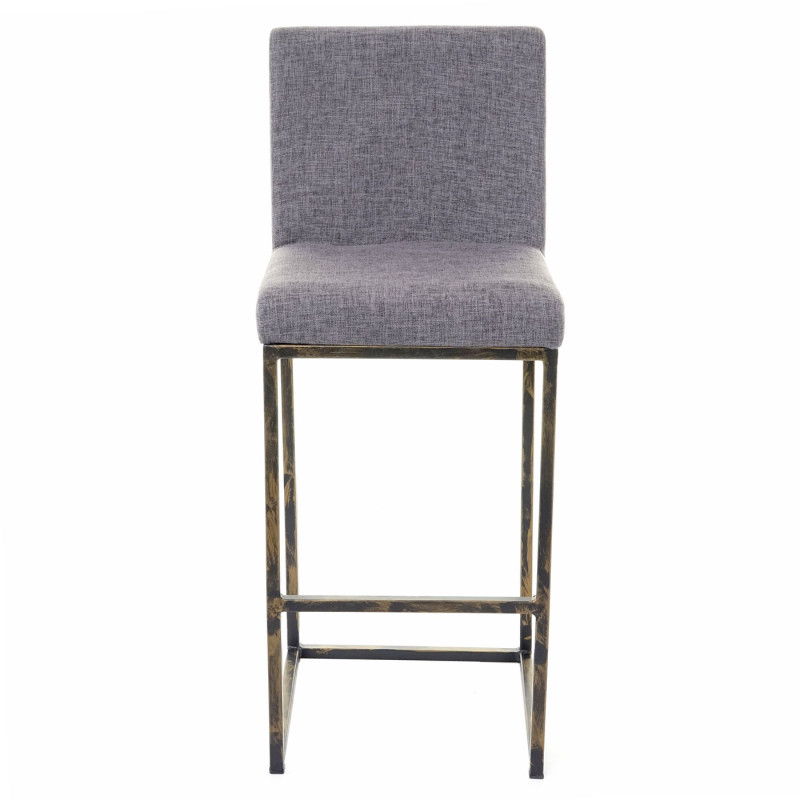 2x tabouret de bar chaise bar/comptoir avec dossier, style vintage - tissu gris clair