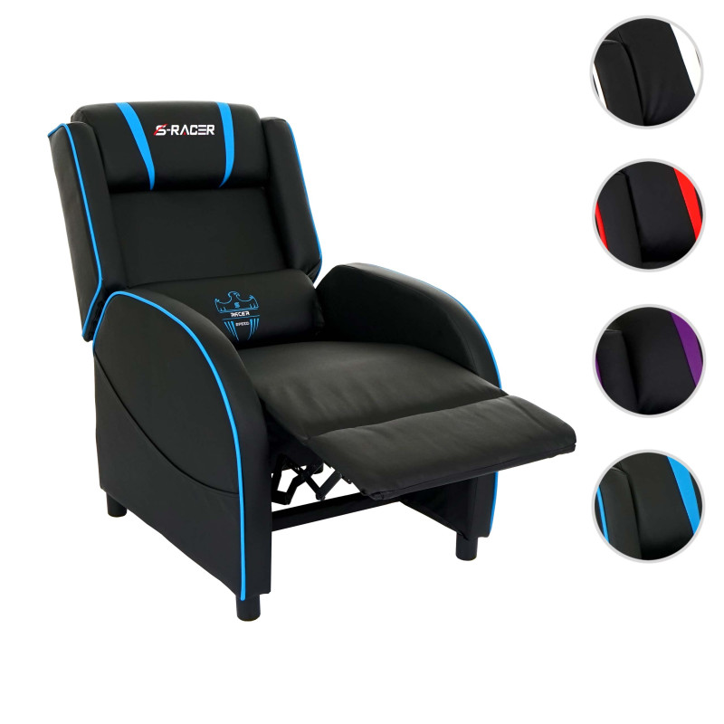 Fauteuil de télévision S-Racer fauteuil de relaxation, fauteuil gaming, similicuir - noir/blanc