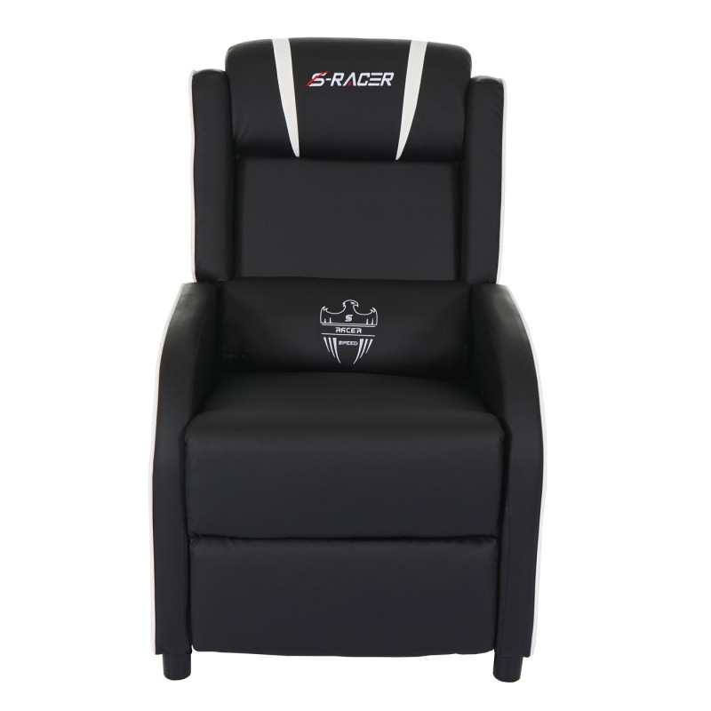 Fauteuil de télévision S-Racer fauteuil de relaxation, fauteuil gaming, similicuir - noir/blanc