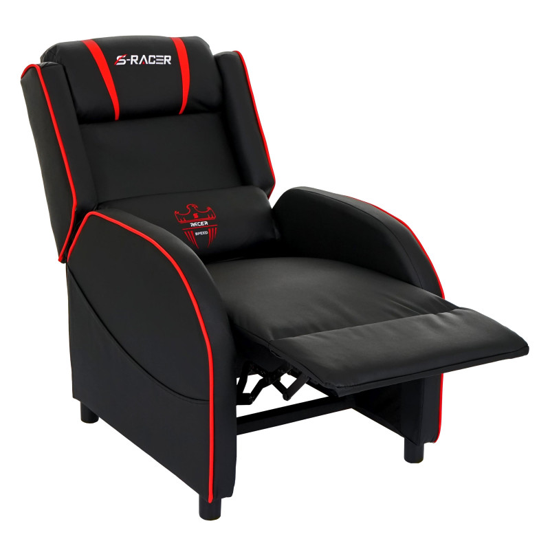 Fauteuil de télévision S-Racer fauteuil de relaxation, fauteuil gaming, similicuir - noir/rouge