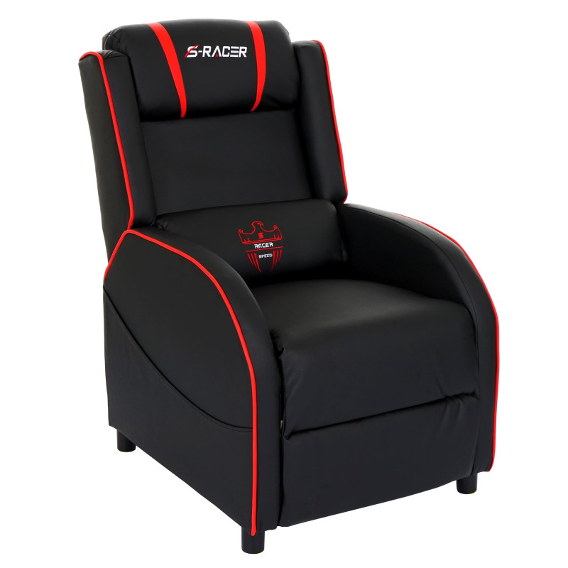 Fauteuil de télévision S-Racer fauteuil de relaxation, fauteuil gaming, similicuir - noir/rouge