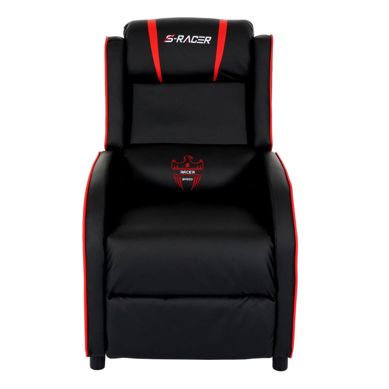 Fauteuil de télévision S-Racer fauteuil de relaxation, fauteuil gaming, similicuir - noir/rouge