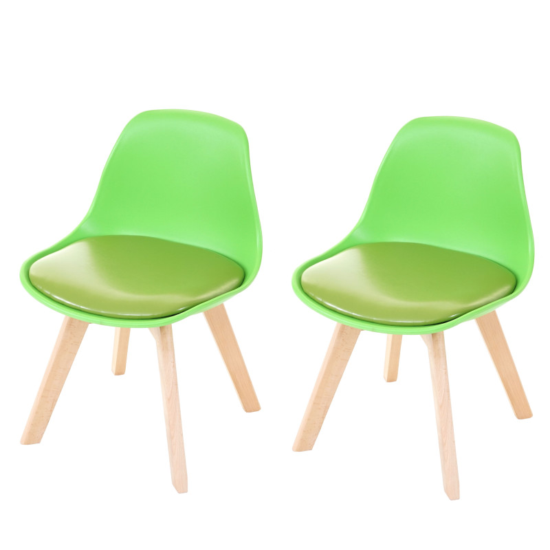 2x chaise d'enfant tabouret d'enfant, meuble d'enfant, design rétro 55x38x39cm - similicuir, vert