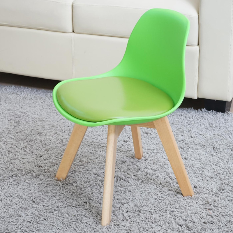 2x chaise d'enfant tabouret d'enfant, meuble d'enfant, design rétro 55x38x39cm - similicuir, vert