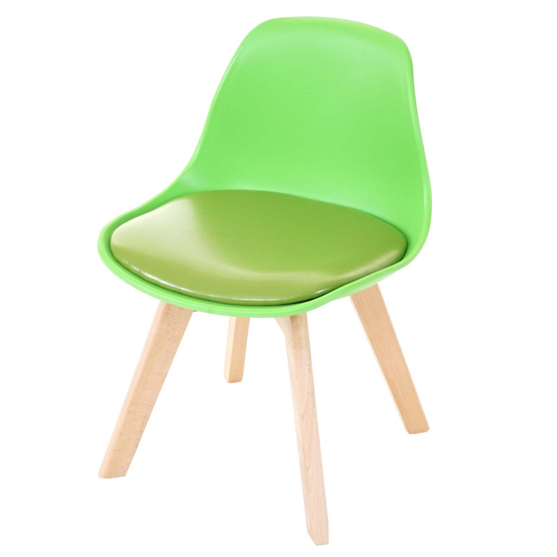 2x chaise d'enfant tabouret d'enfant, meuble d'enfant, design rétro 55x38x39cm - similicuir, vert