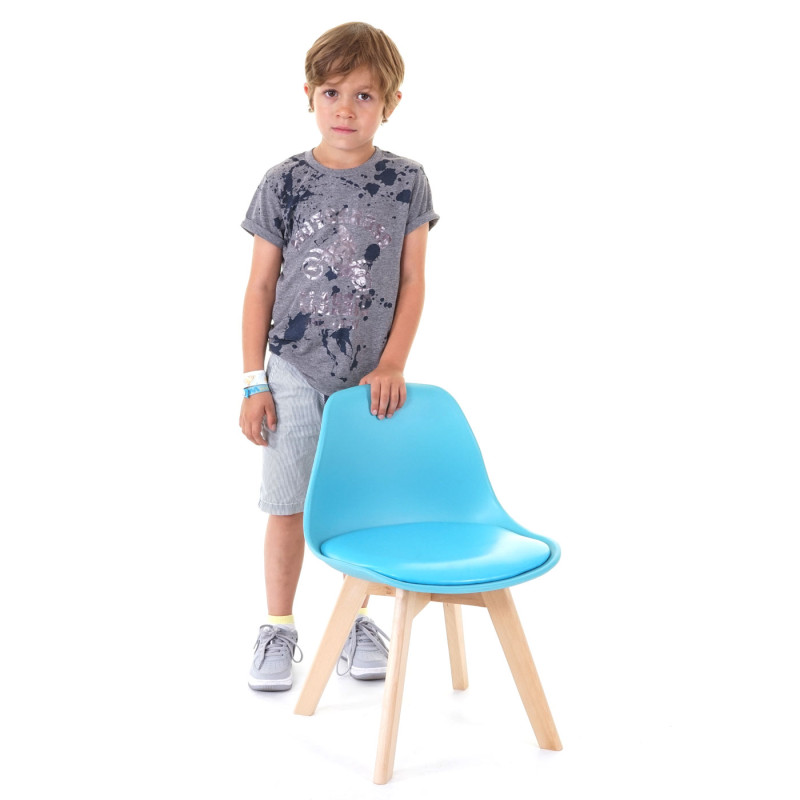 2x chaise d'enfant tabouret d'enfant, meuble d'enfant, design rétro 55x38x39cm - similicuir, bleu