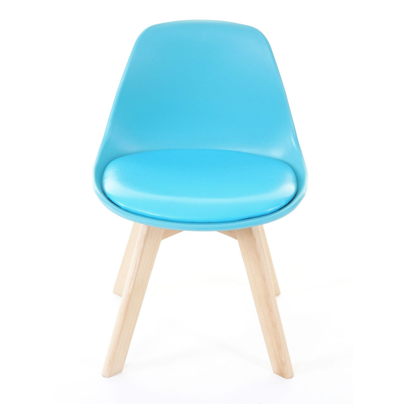 2x chaise d'enfant tabouret d'enfant, meuble d'enfant, design rétro 55x38x39cm - similicuir, bleu
