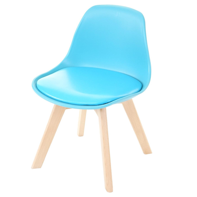 2x chaise d'enfant tabouret d'enfant, meuble d'enfant, design rétro 55x38x39cm - similicuir, bleu