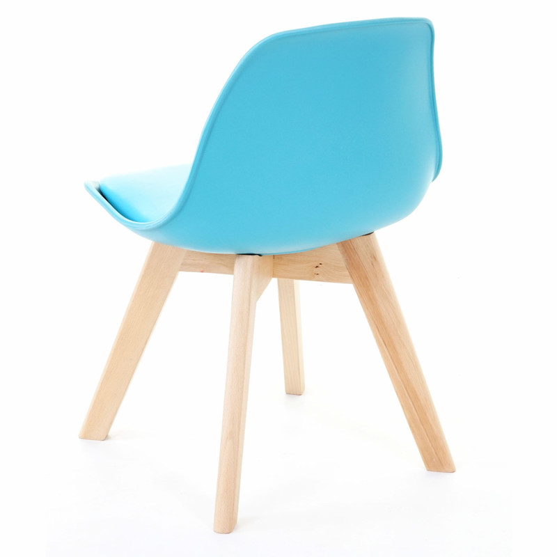 2x chaise d'enfant tabouret d'enfant, meuble d'enfant, design rétro 55x38x39cm - similicuir, bleu