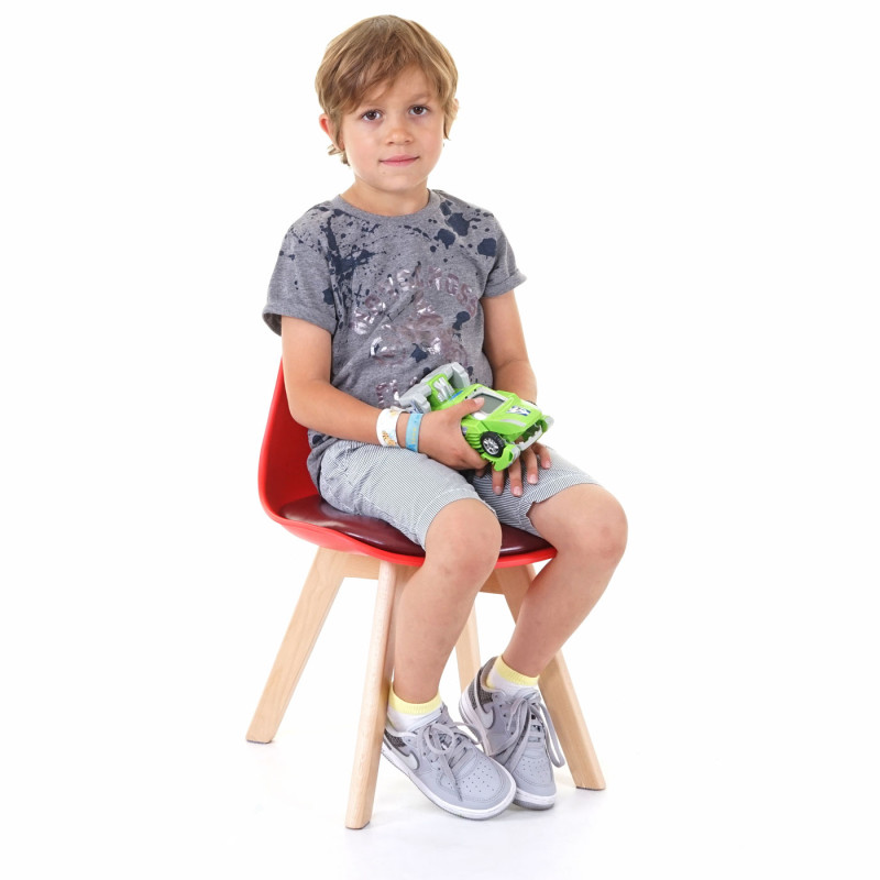 2x chaise d'enfant tabouret d'enfant, meuble d'enfant, design rétro 55x38x39cm - similicuir, rouge