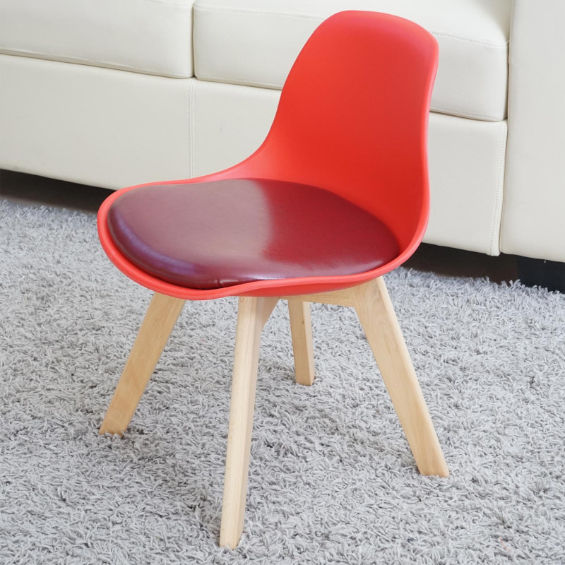 2x chaise d'enfant tabouret d'enfant, meuble d'enfant, design rétro 55x38x39cm - similicuir, rouge