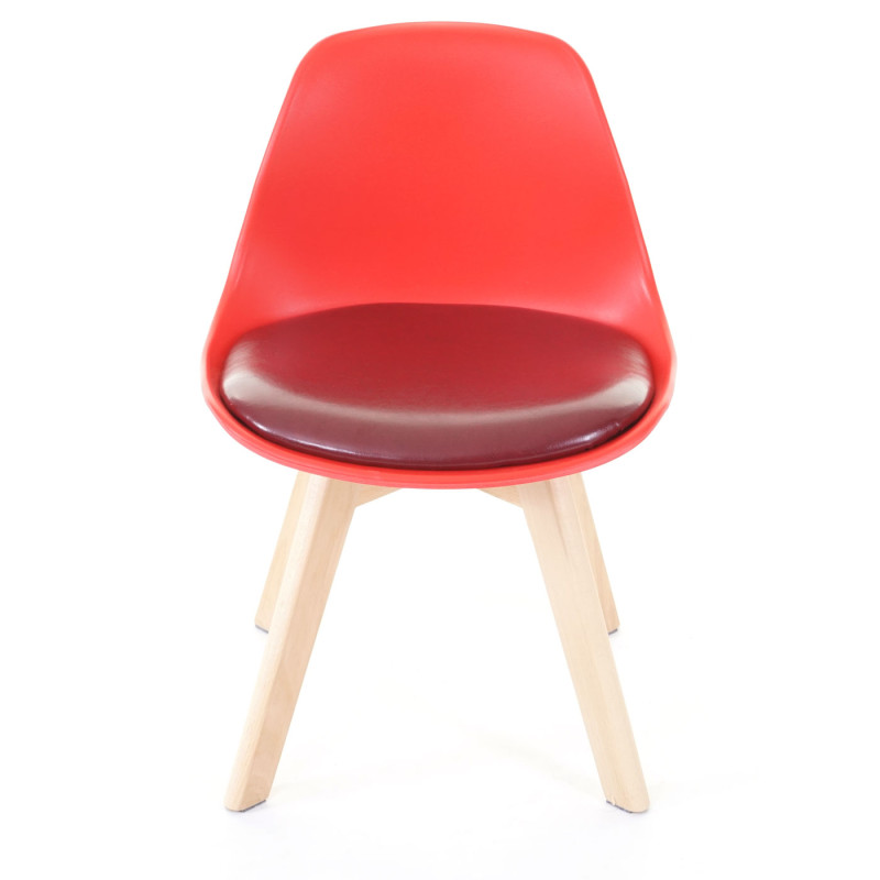 2x chaise d'enfant tabouret d'enfant, meuble d'enfant, design rétro 55x38x39cm - similicuir, rouge