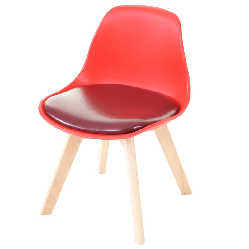 2x chaise d'enfant tabouret d'enfant, meuble d'enfant, design rétro 55x38x39cm - similicuir, rouge