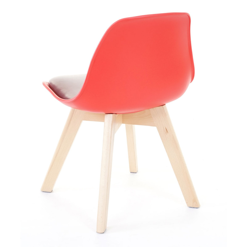 2x chaise d'enfant tabouret d'enfant, meuble d'enfant, design rétro 55x38x39cm - similicuir, rouge