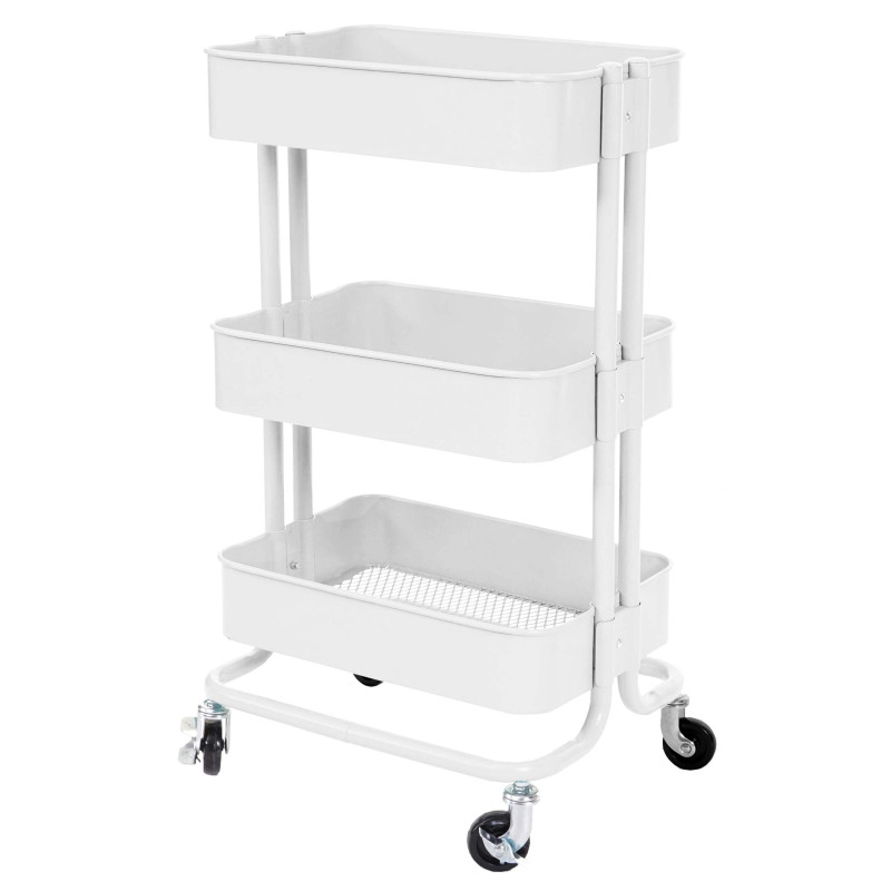 Chariot de service pour cuisine ou bar, métal, 79x44x37cm - blanc