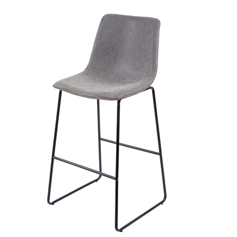 2x tabouret de bar chaise de bar/comptoir, vintage - similicuir, aspect daim, gris