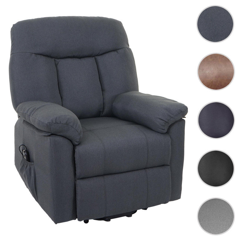 Fauteuil de télévision Watford, fauteuil relax, chaise longue, lève-personne - gris clair, tissu