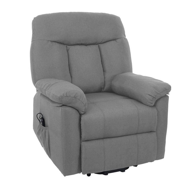 Fauteuil de télévision Watford, fauteuil relax, chaise longue, lève-personne - gris clair, tissu