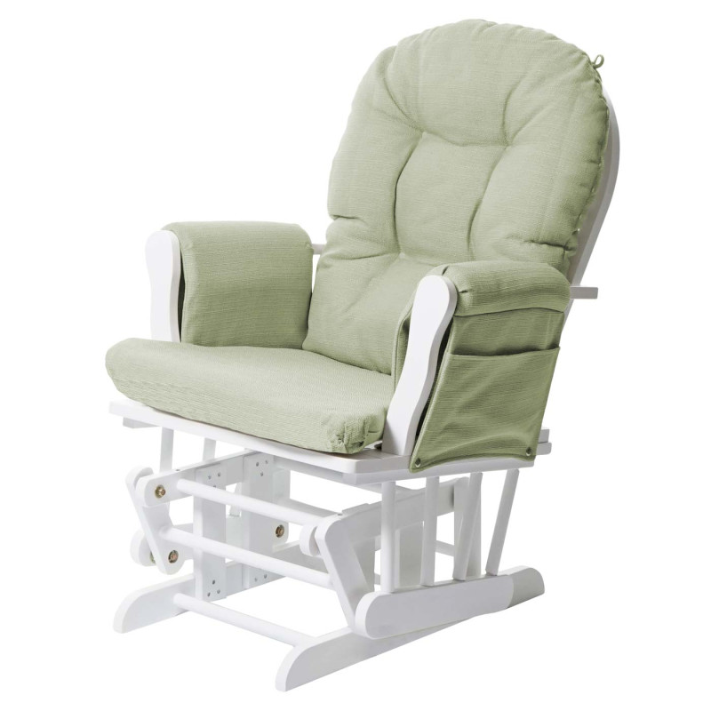 Fauteuil relax fauteuil à bascule, rocking-chair, tissu - vert clair, monture blanche