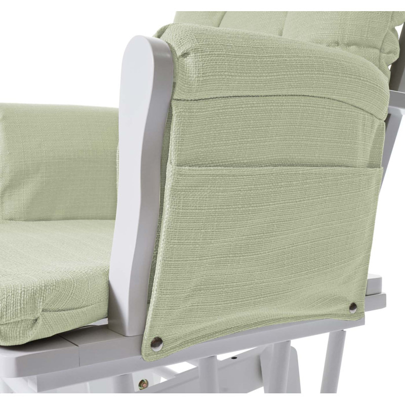 Fauteuil relax fauteuil à bascule, rocking-chair, tissu - vert clair, monture blanche