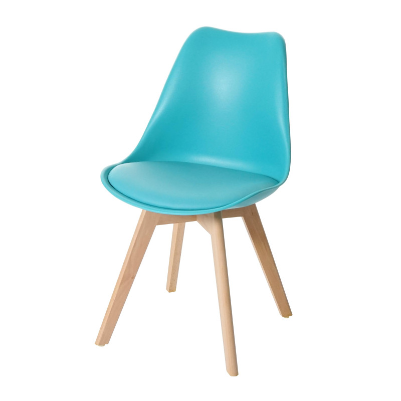 2x chaise de salle à manger , design rétro - turquoise, similicuir, pieds clairs