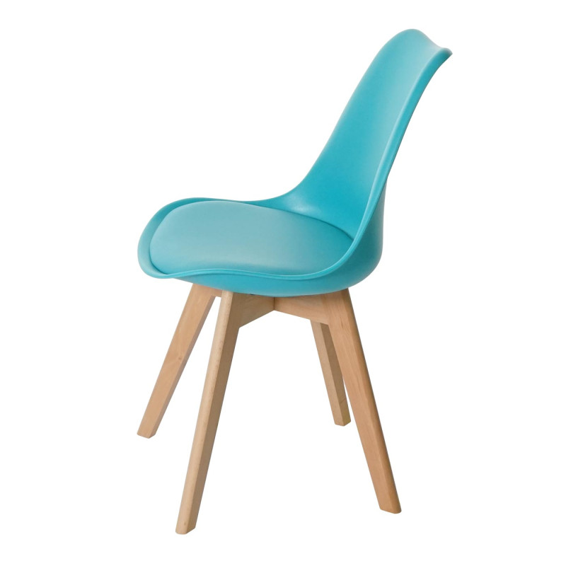 2x chaise de salle à manger , design rétro - turquoise, similicuir, pieds clairs