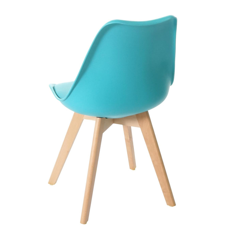 2x chaise de salle à manger , design rétro - turquoise, similicuir, pieds clairs