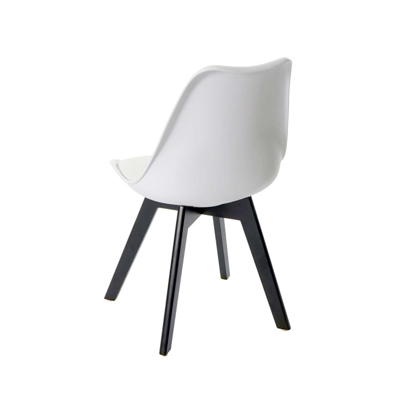 2x chaise de salle à manger , design rétro - blanc/blanc, similicuir, pieds noirs