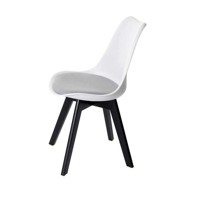 2x chaise de salle à manger , design rétro - blanc/gris, tissu, pieds noirs