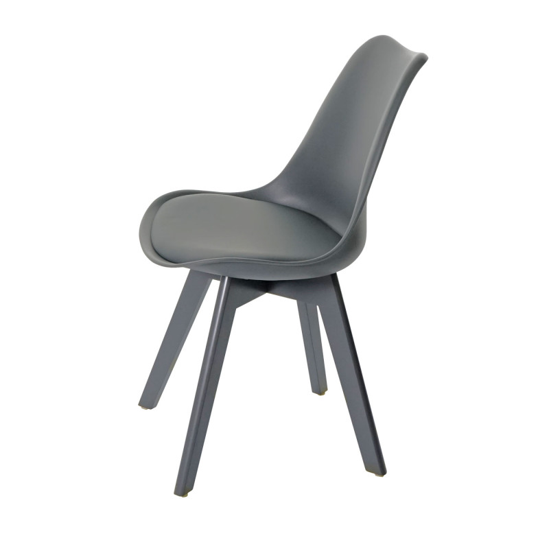 2x chaise de salle à manger , design rétro - gris/gris, similicuir, pieds gris