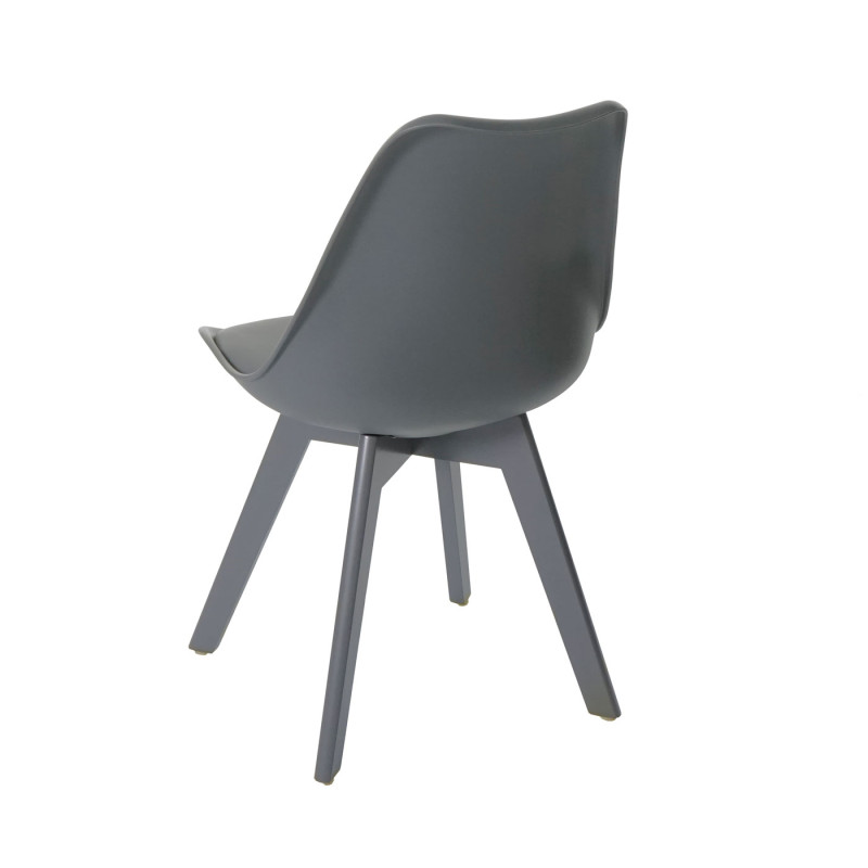 2x chaise de salle à manger , design rétro - gris/gris, similicuir, pieds gris