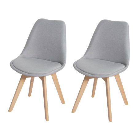 2x chaise de salle à manger , design rétro - gris, tissu, pieds clairs