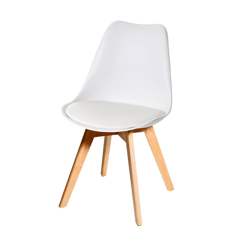 2x chaise de salle à manger , design rétro - blanc/blanc, similicuir, pieds clairs