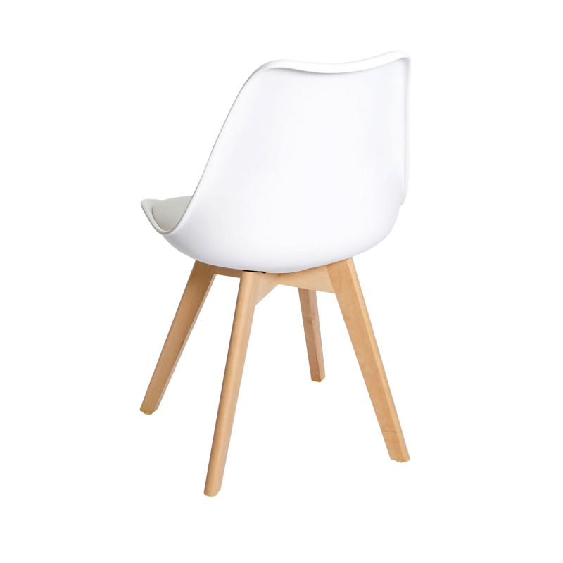 2x chaise de salle à manger , design rétro - blanc/blanc, similicuir, pieds clairs